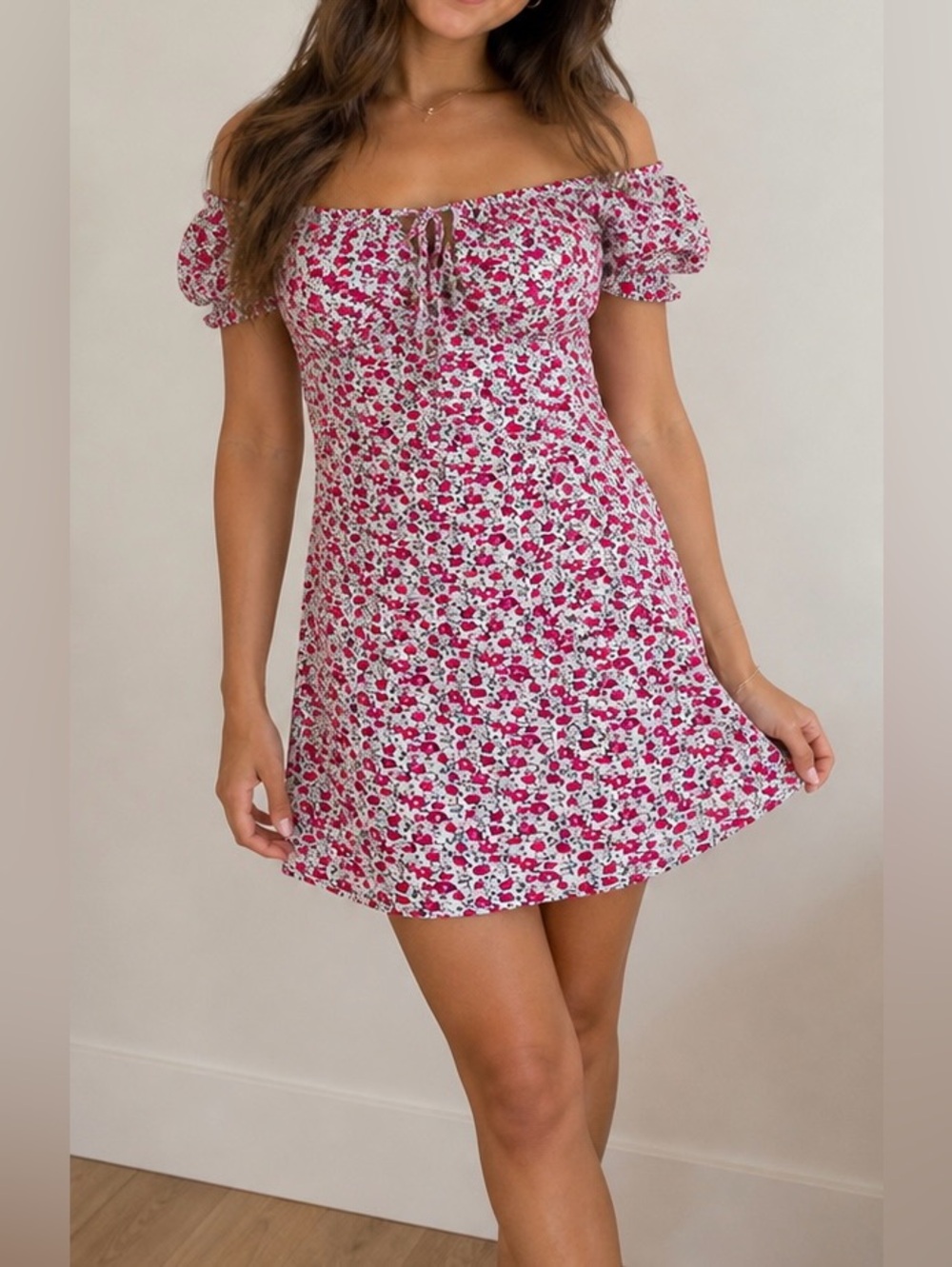 Nasty Gal Pink and White Floral dress